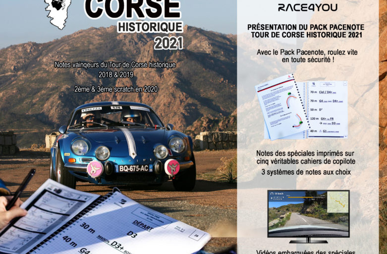 Tour de Corse historique 2021, les notes et vidéos embarquées disponibles à la commande avec le pack pacenote